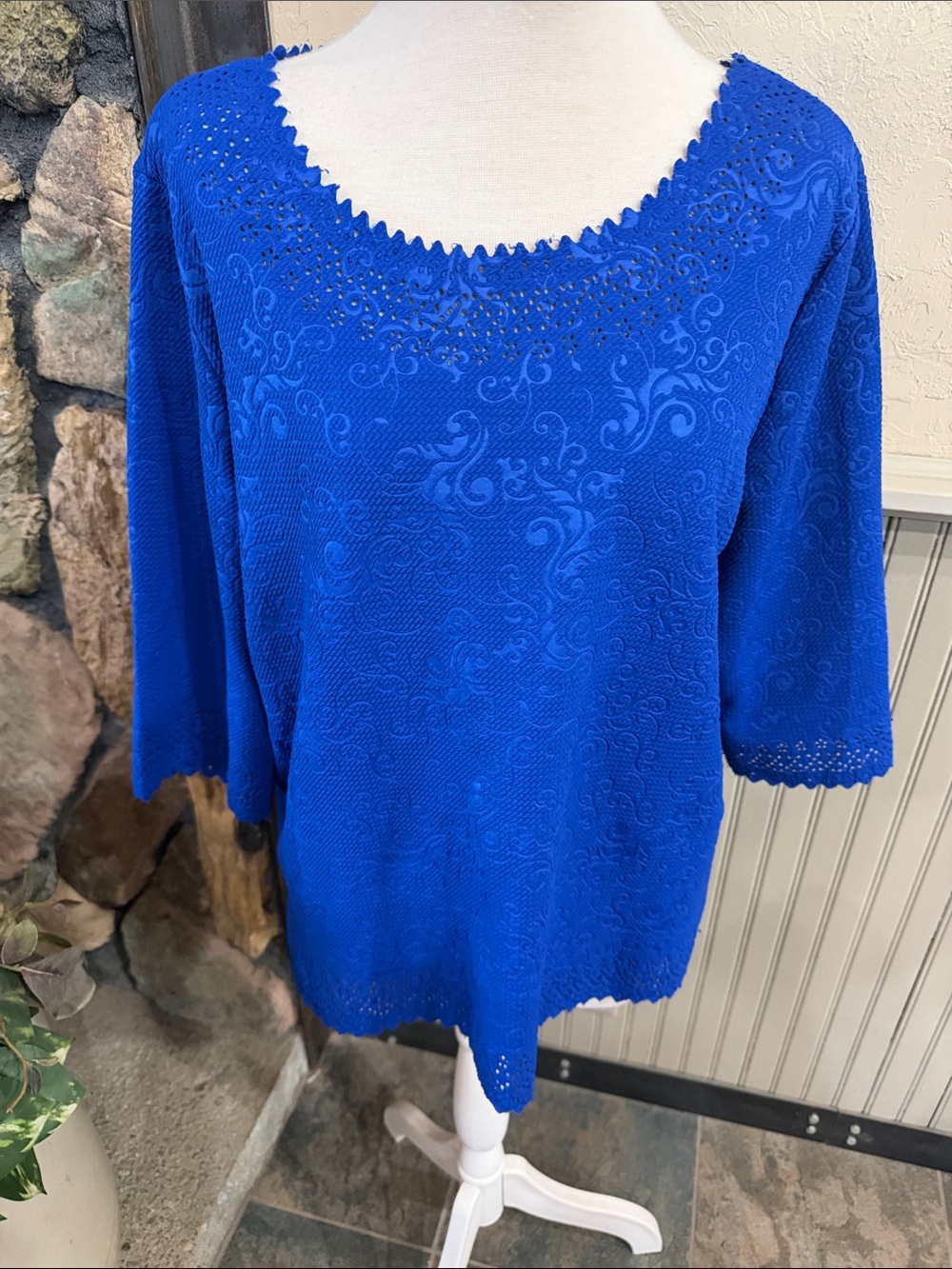 Rebecca Malone Cobalt Blue Knit Scoop-Neck Tunic